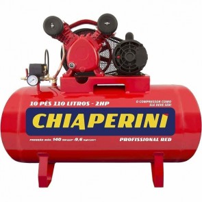 Compressor de ar Média Pressão 10 pcm 110 litros 2CV Monofásico Bivolt - Chiaperini 10/110 RED