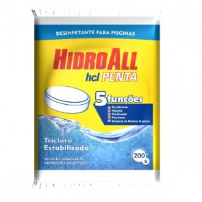 Tablete Desinfetante para Piscinas HCL Penta 200g - Hidroall
