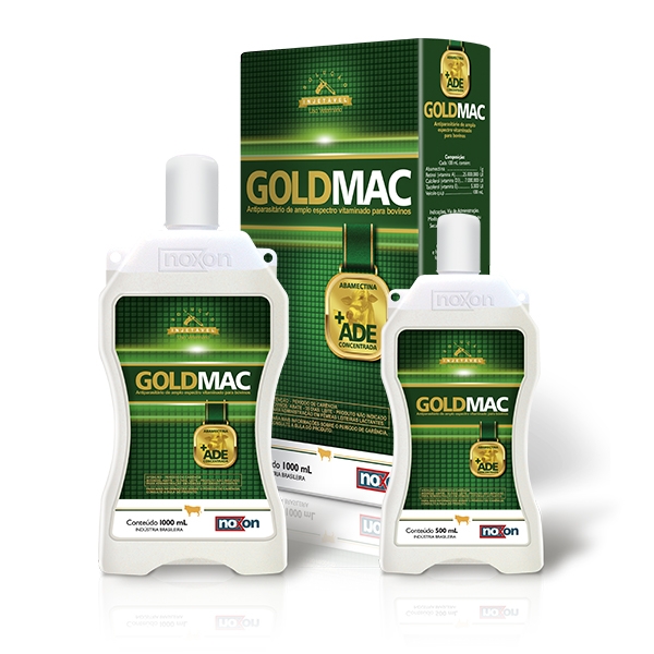 GoldMac 1000 ml - Abamectina 1% + A, D3, E - Antiparasitário vitaminado para Bovinos - NOXON